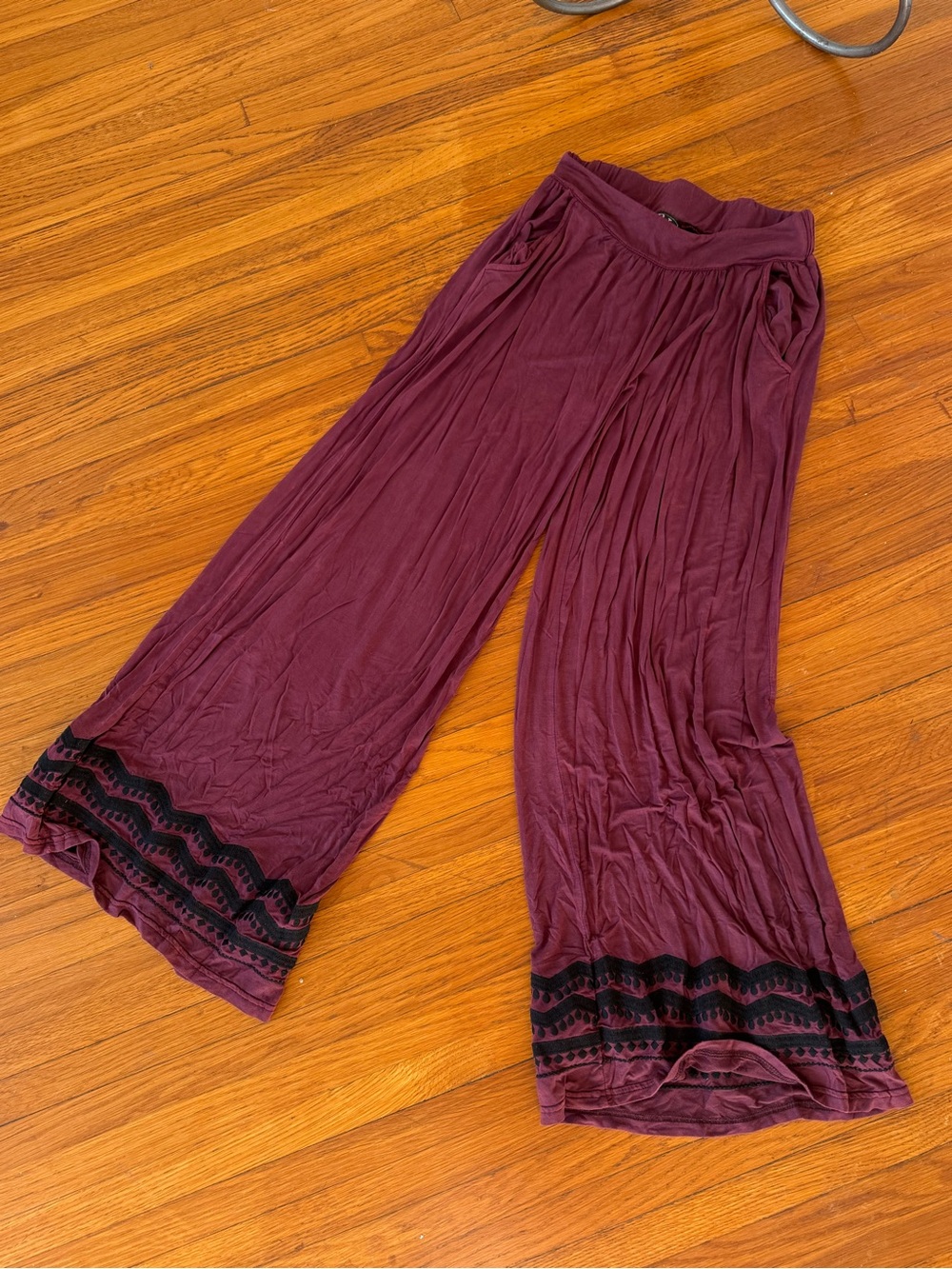 Wide Leg Purple Palazzo Pants with Black Trim - Picture 2 of 5